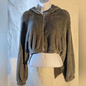 Shein soft and fuzzy cropped zipper hoodie.  6